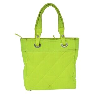 Chanel Canvas Paris Biarritz Tote PM Bag Green Neon